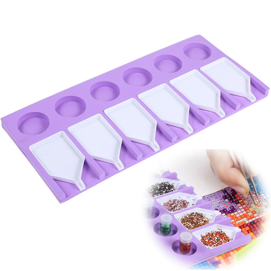 Thinp Diamond Art Trays,Plastic Diamond Art Painting Trays Rhinestone Tray Diamond Art Tray Organizer Diamond Art Accessories Trays 6 Slots Trays Holder for Diamond Art Painting Kits Rhinestones