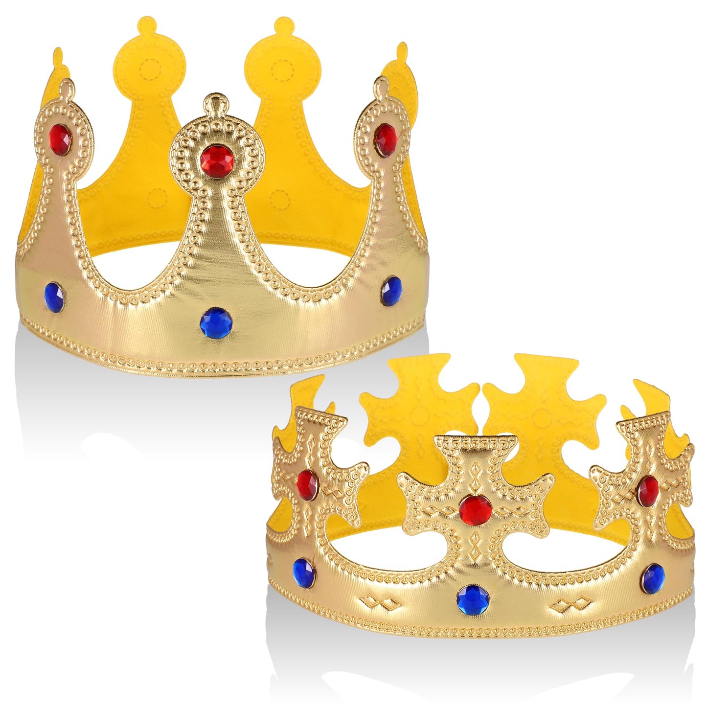 Apausvcm Pack of 2 King Crown Hat, Crown King Gold, King Crown for Adults, King Headwear, King Crown Birthday, Crown Queen Prince Costume Accessories for Birthday, Royal Fancy Dress Accessories