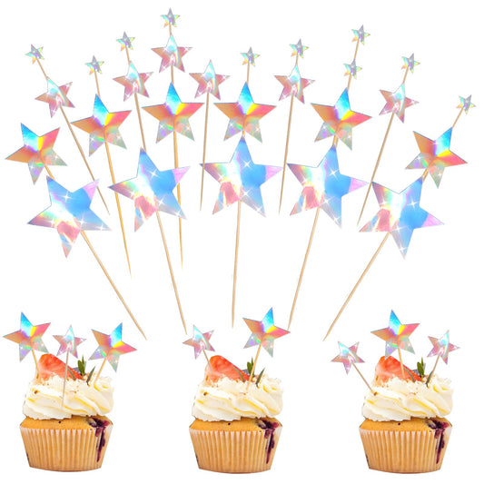 Aster 35 Pcs Star Cupcake Toppers,Little Star Cupcake Picks Assembled Twinkle Star Cupcake Topper,DIY Glitter Mini Cake Snack Decorations for Birthday Party Wedding Baby Shower Supplies(Silver)