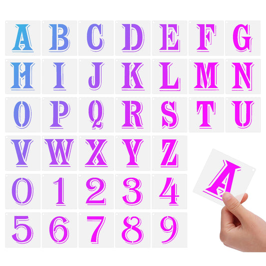 ASTER 6 Inch Alphabet Letter Stencils, 36pcs Reusable Letter and Number Templates, Art Craft Letter Stencils for Painting on Wood, Wall, Canvas, Sign, Glass and Crafts