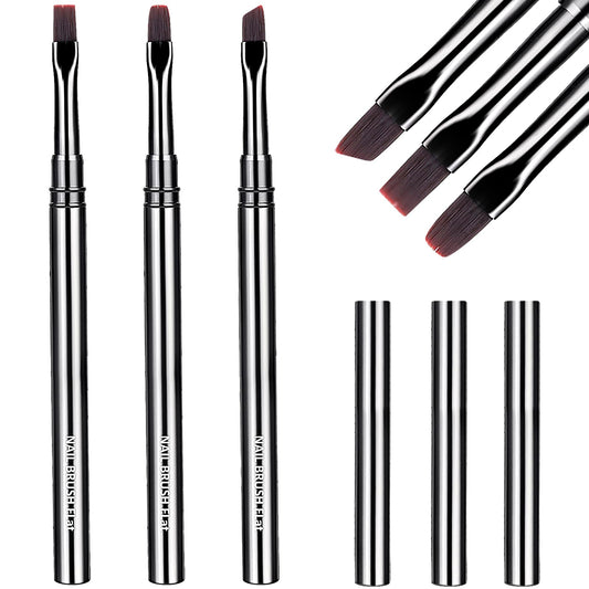 Aster 3 Pcs Nail Art Brushes Set, Flat/Oval/Angled Nail Nail Art Clean Up Brush Kit, Nail Polish Brushes for Nail Art Design, Painting DIY, Cleaning Fingernails