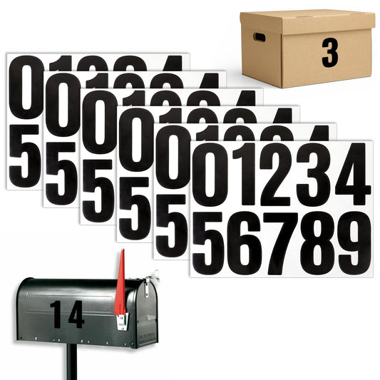 ZEYIYER 6 Sets 10cm Number Stickers, 0-9 House Number Stickers, Self-Adhesive Waterproof Number for Address on House, Vinyl Numbers for Mailbox Door Window Trucks Signs(Black)