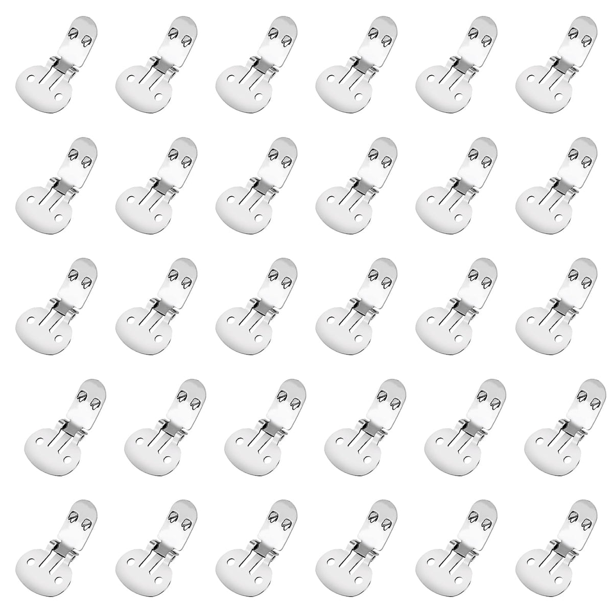 ASTER 30 Pcs Shoe Clips, Stainless Steel Flat Blank Shoe Clips, Metal Shoe Buckles for Women Men, Decorative Shoe Clips for DIY Craft (33 x 19mm)