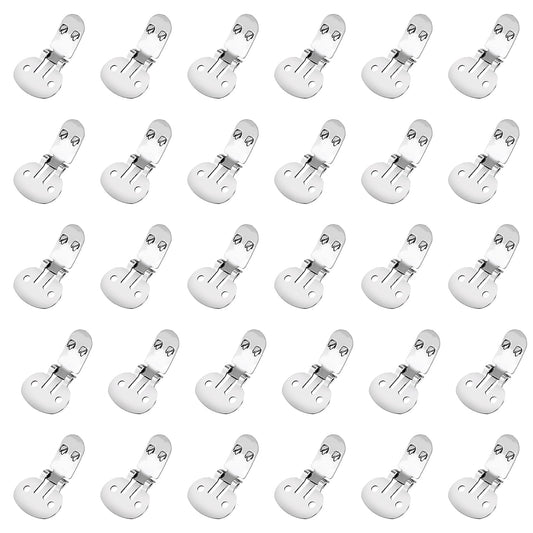ASTER 30 Pcs Shoe Clips, Stainless Steel Flat Blank Shoe Clips, Metal Shoe Buckles for Women Men, Decorative Shoe Clips for DIY Craft (33 x 19mm)