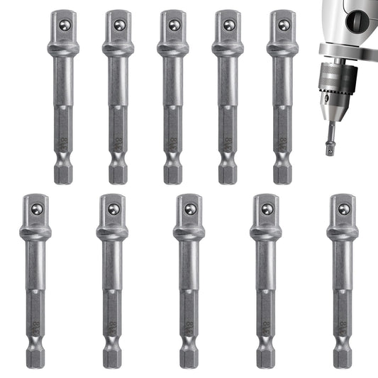 10 PCS Impact Socket Adapter, 3/8 Impact Adapter Drill Socket Adapters Sockets Drill Bit Adapters Wobble Extension Set Metal Accessories for Automotive DIY Impacts Driver Sockets (Steel)