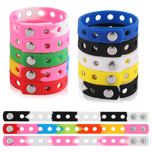 10 Pieces Silicone Charm Bracelets Kids, Adjustable Silicone Wristbands Colorful Rubber Bracelet Cute Charm Bracelets with Holes for Shoe Charm Girls Boys Birthday Party Award