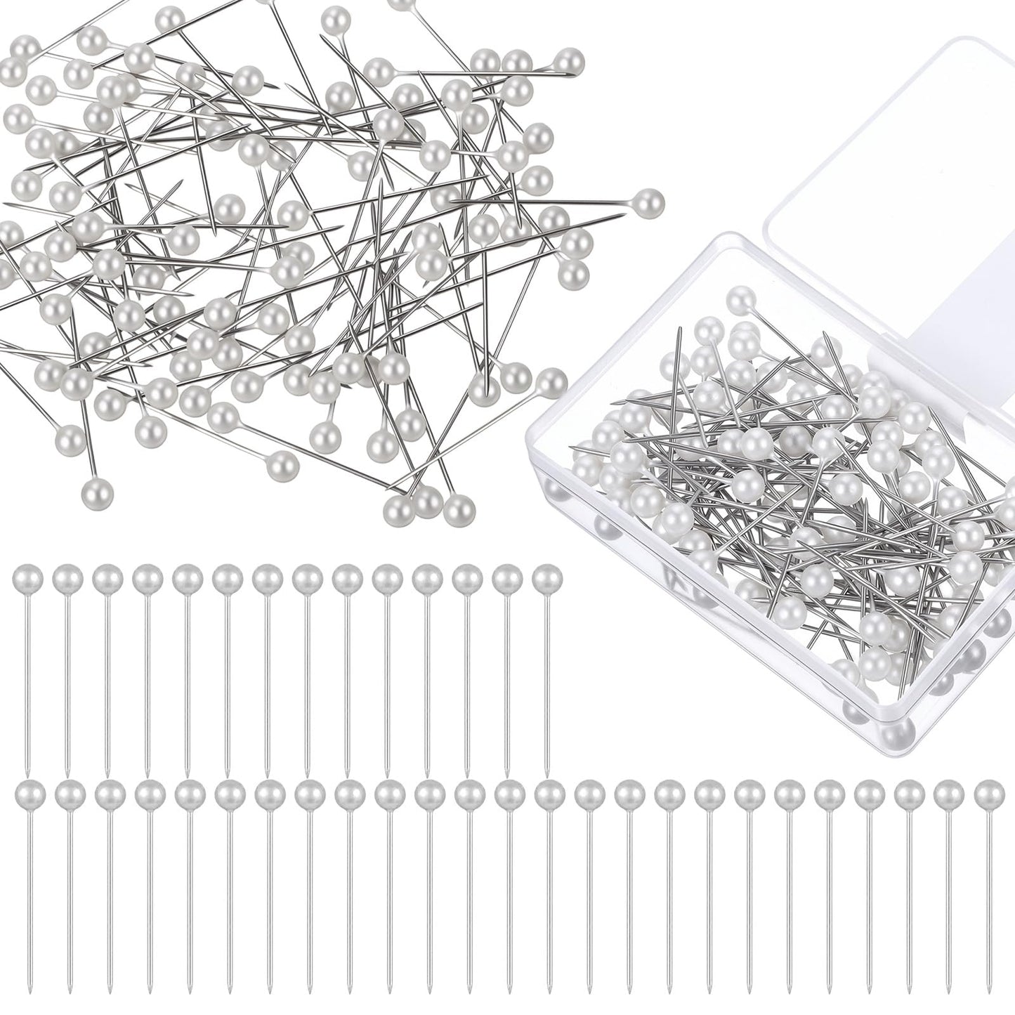100pcs White Pearl Push Pins, 1 in Straight Pearl Pins for Bouquets Fabric