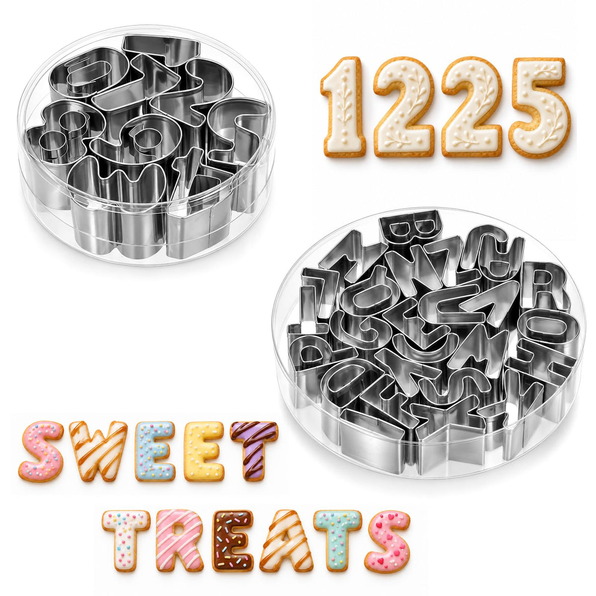 35 Piece Fondant Cookie Cutter Set Stainless Steel Letter Cutter for