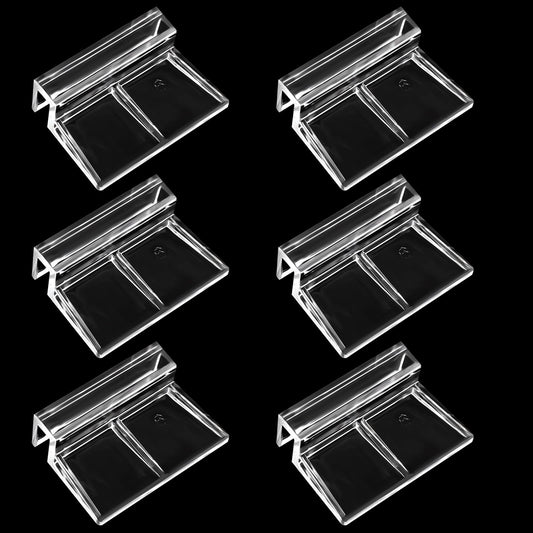LLOUSSAK 6Pcs Rimless Aquarium Lid Clips, 6mm Thick Acrylic Fish Tank Lid Clips, Universal Glass Aquarium Top Cover Support Holder, Transparent Fish Tank Lid Clips for Aquarium Hoods Parts (6mm)