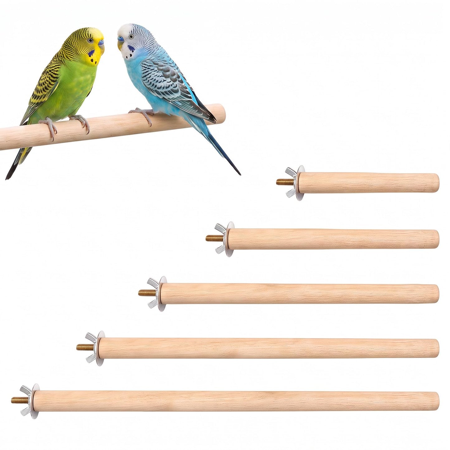 LLOUSSAK Pack of 5 Natural Perches, Natural Wood Birds Perches