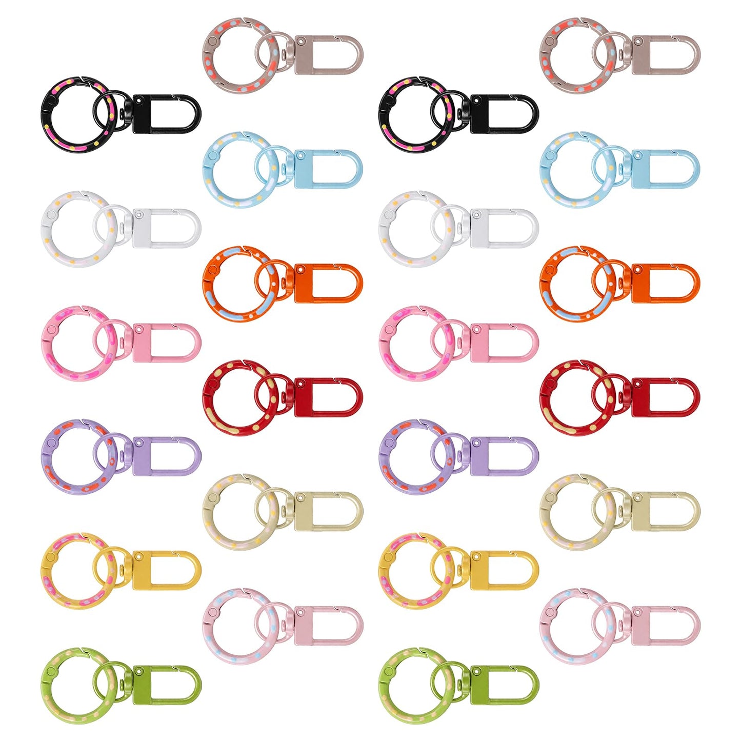 Pack of 24 Mini Carabiner Key Rings Small Colourful