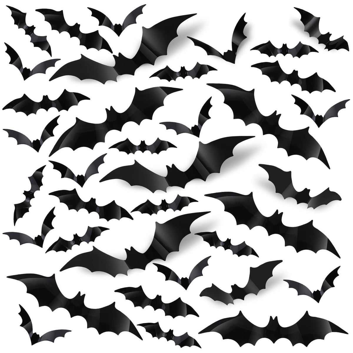 Pack of 140 Halloween Bat Decoration, 3D PVC Halloween Bats (5 Sizes)