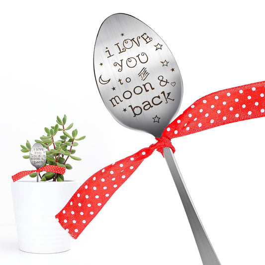 Aster Garden Marker Friendship Gift, Funny Plant Labels Silver Marker Spoon, Garden Plant Markers Friendship Gift, Creative Gift Plant Tags Spoon for Plants, Herbs, Flowers Garden Decoration(Moon)