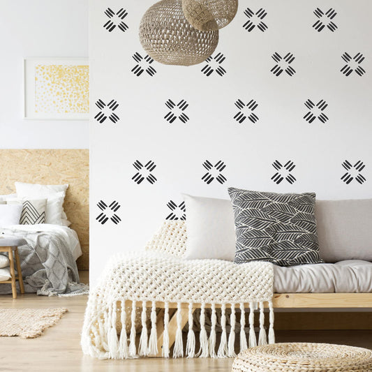 ASTER 4 Sheets Boho Wall Decal Modern Abstract Line Wall Stickers Peel and Stick Black Wall Decals for Bedroom Living Room Office(576 Pieces)