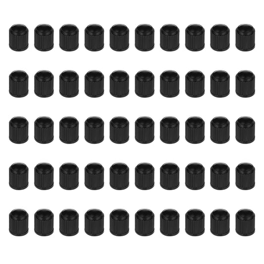 Aster 50Pcs Tyre Caps Black Tyre Dust Caps Plastic Car Valve Caps With O Rubber Seal, Universal Tire Stem Caps Airtight Seal Wheel Stem Covers for Cars, Suvs, Bike, Bicycles and Trucks