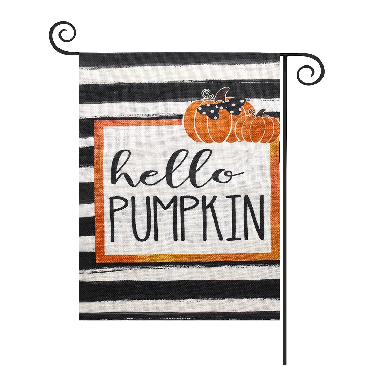 ASTER Welcome Thanksgiving Garden Flag 12.5 x 18 Inch ，Pumpkin Vertical Double Sided Stripe Thanksgiving Garden Flag for Yard Outdoor Decoration (Style A)