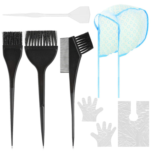 ASTER 7 Pcs Hair Highlighting Kit Tools Hair Coloring Bleaching Kit Includes PVC Hair Highlighting Caps, Disposable Hair Dye Shawl, Gloves, 4 Dye Brushes for Home, Salon