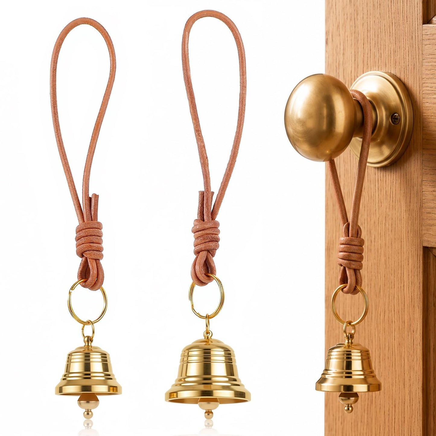 LLOUSSAK Pack of 2 Gold Hanging Bells Retro Door Bell Christmas Ornaments