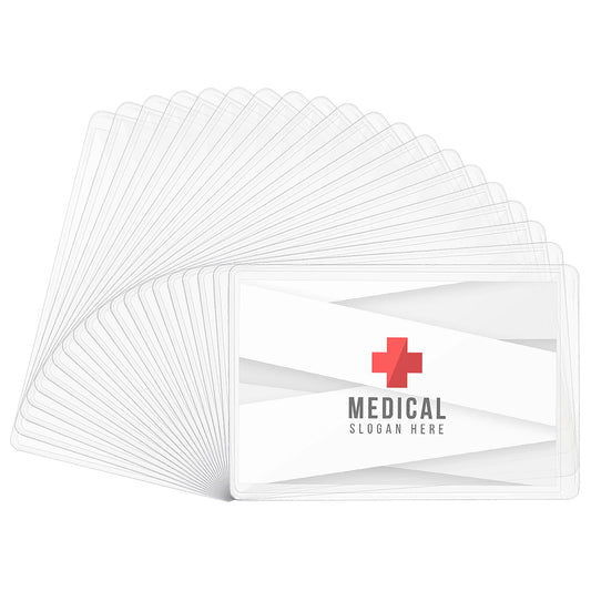 Aster Card Protector Sleeves, 20 Pack Plastic Credit Card Holder Clear Card Sleeves PVC Waterproof Medicare Card Protector Sleeves Wallet Size Slot for Social Security Card Insurance Card Debit Card