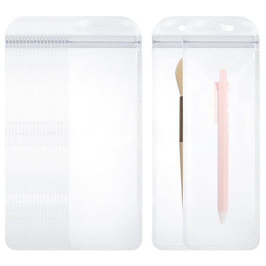 Aster 50Pcs Transparent Packaging Bags, Pen Bags Resealable Pen Sleeve Pen Packaging Bags for Small Business Smell Proof Storage Bags for Packaging Lipgloss, Jewelry, Pen, Cosmetic, Candy, 2.7x9 Inch