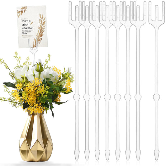 Thinp Flower Card Holder Stick, 80 Pcs Floral Card Holder Picks Plastic Straight Head Floral Picks Flower Arrangement Holder for Card Photos Wedding Birthday Party Decoration (9.4 Inch)