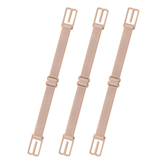 ASTER 3 Pcs Bra Strap Clips Holder, Racerback Bra Strap Retainers for slipping, Adjustable Elastic Clips, Slip Strap Holder for Women(Beige)