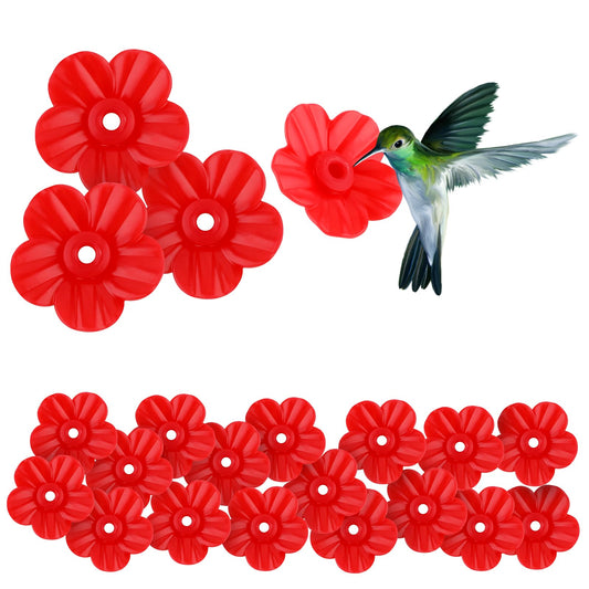 Aster Hummingbird Feeder Parts,20 Pcs Hummingbird Feeders Replacement Flowers,Hanging Bird Feeding Ports Replacement Parts for Outdoor Guards Hummingbird Feeder Supplies(Red)