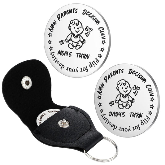 1 Piece New Parent Decision Coin, Decision-Flip Game Fun Who Takes Care of Baby Decision Tool Lighthearted Parenting Interaction Coin for Baby Shower, Fathers Day/Mothers Day/Christmas Gifting