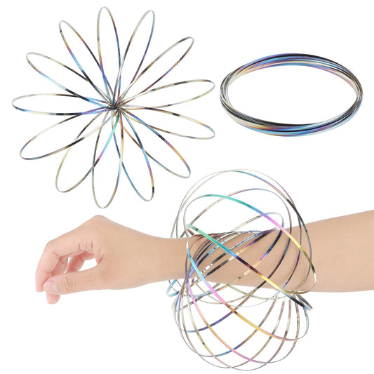 Aster Flow Ring Arm Magic Spring Ring Metal 3D Shaped Arm Magic Bracelet Toy for Stress Relief Autism Sensory Interactive Science Educational Toys(Rainbow)