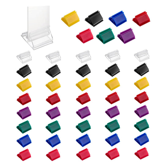 ASTER 48 PCS Plastic Name Card Stands Multi-Color Name Card Holder Playing Card Holders Board Game Pieces Stands for Board Game Markers Party Favor