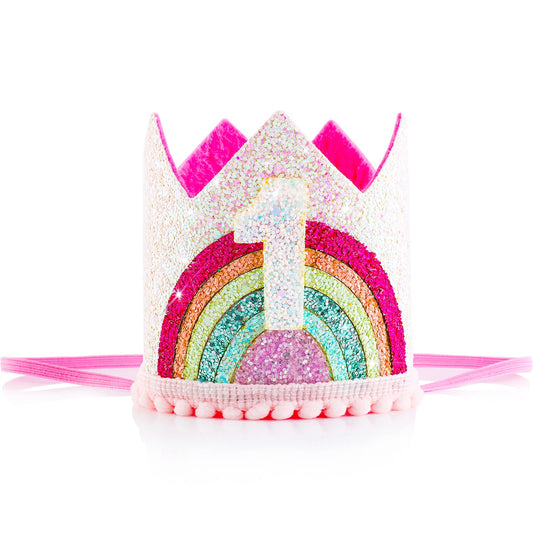 ASTER Baby Girls 1st Birthday Crown, Princess Girls First Birthday Crown Hat, Adjustable 1st Birthday Hat Baby Crown for Baby Girls First Birthday Party