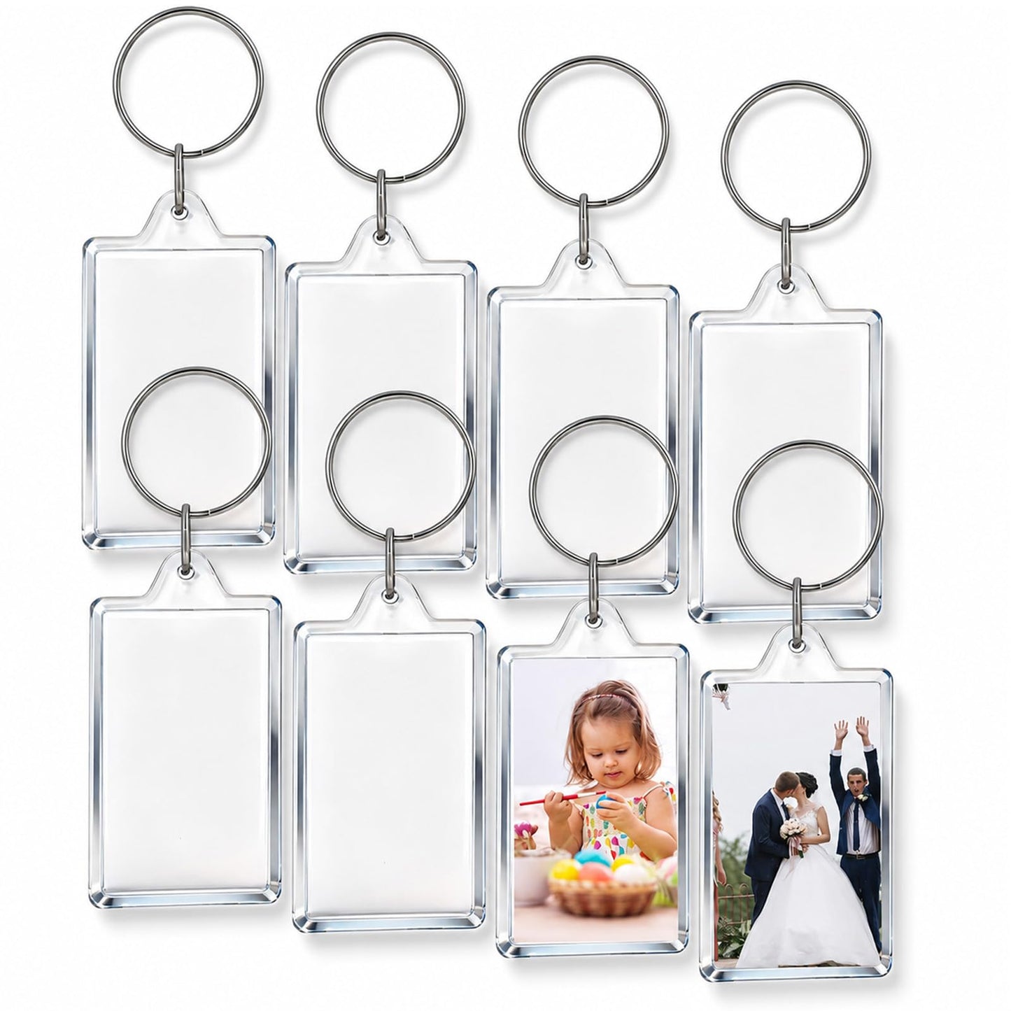 Lnngub Acrylic Photo Keyrings, 2.8 × 4.7 cm, Rectangular, Pack of 8