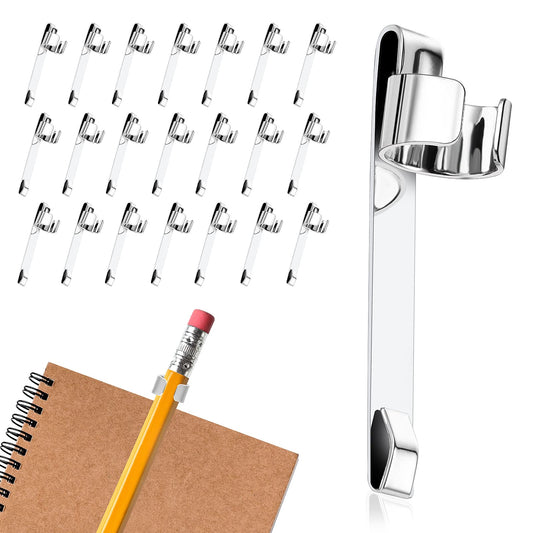 ASTER Stainless Steel Pen Clips, 20 Pieces Metal Pencil Clips, Portable Pen Holder Clips for Shirt Pocket, Notebook, School, Classroom, Office, Home