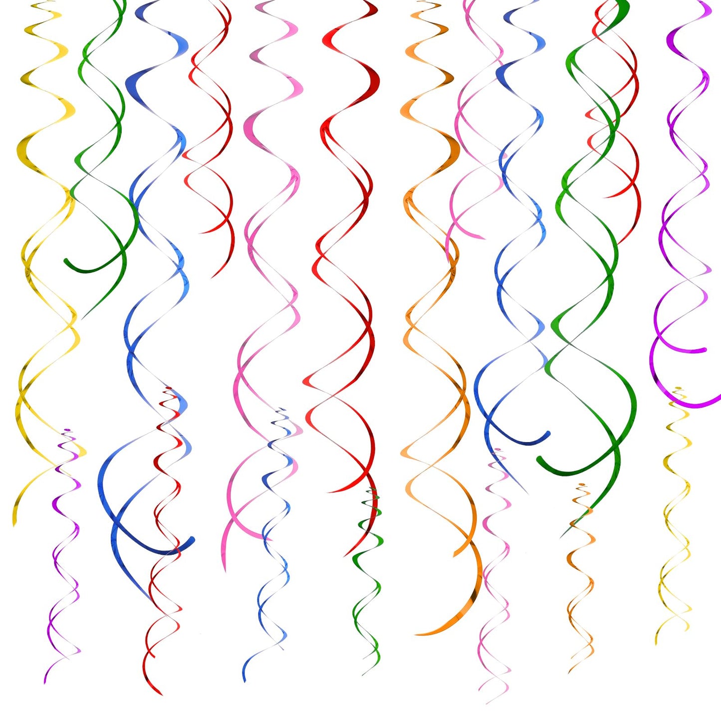 Pack of 42 Hanging Spirals, Grlande Streamers Party Decoration, Hanging Streamer, Swirl Party Decoration, Colourful, Foil Swirl Ceiling Hanger, Double Spiral Decoration for Birthday, Weddings,