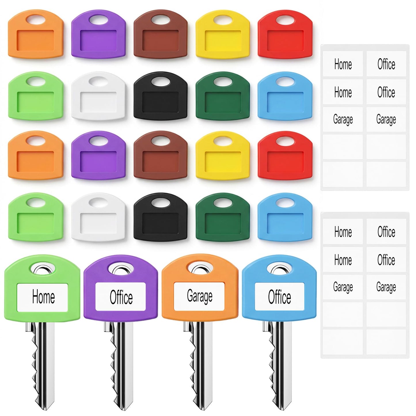 20 PCS Silicone Key Covers Caps, Key Identifier Caps with Adhesive Labels