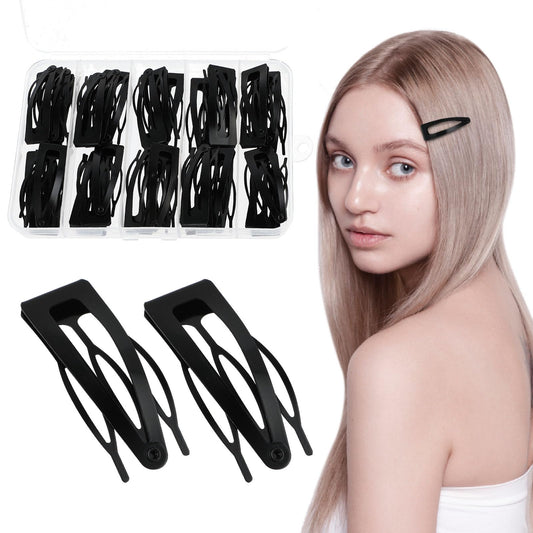 Aster 40 Pieces Double Grip Hair Clips Metal Snap Hair Clips Black Hair Snap Clips for Women Girls Hair Accessories Making Salon
