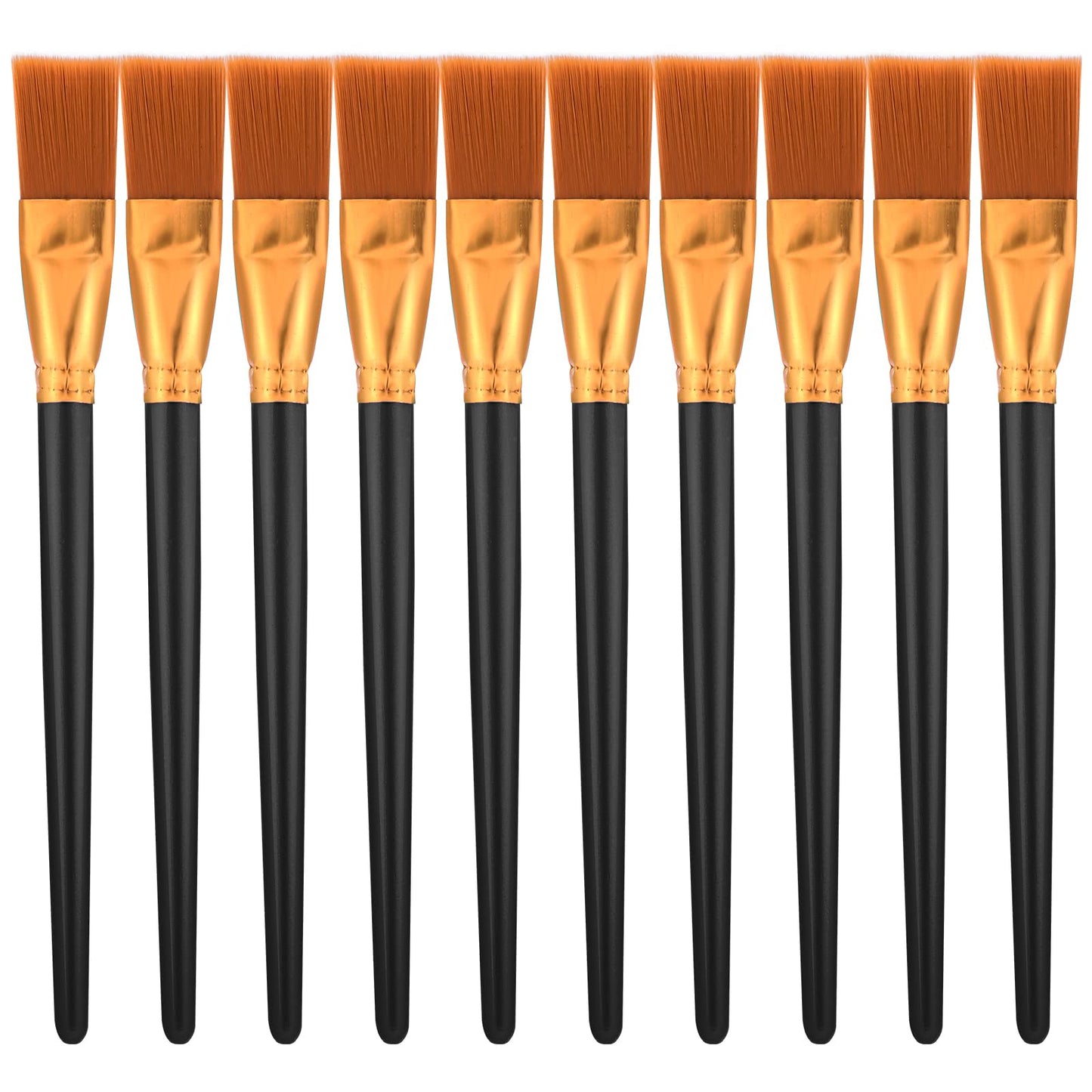 10 Pieces Paint Brushes for Acrylic Painting, Nylon Paint Brushes 1 Inch Wide Flat Paint Brushes Set for Artists Professional Amateurs Gouache & Acrylics Watercolors Gouache Acrylic Painting Black