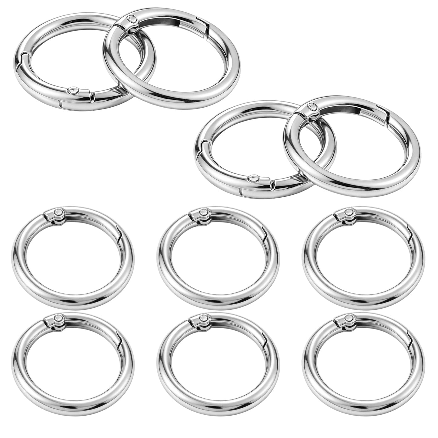 Yuomeaz 10Pcs Round Silver Ring Clips 1inch Spring O Ring Clips