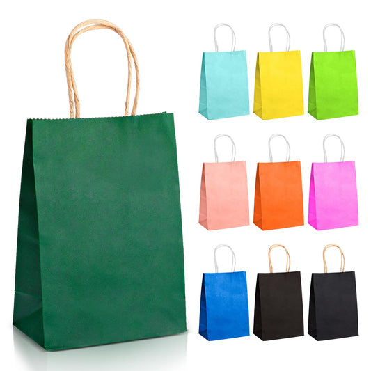 10 Pieces Party Bags, Paper Party Bags Small Gift Bags with Handles for Gifts Sweets Party Supplies Decor Kraft Party Gift Bags for Halloween Christmas Birthdays Weddings 10 Multi Colors