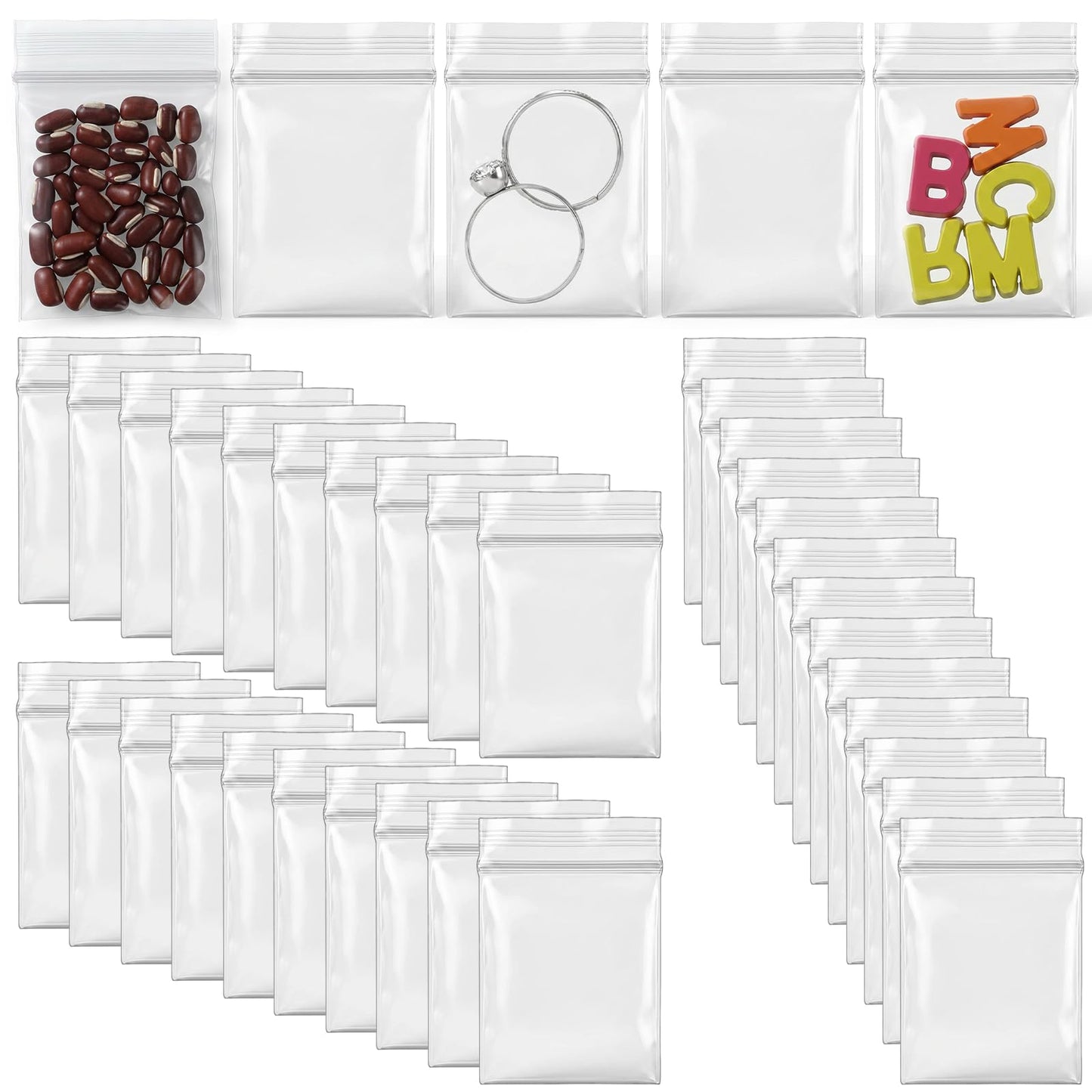Pack of 200 Small Plastic Bags 5 x 7 cm Small Poly Bags Sealing Bags