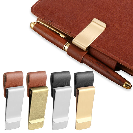 ASTER 4Pcs Pen Clip for Notebook Pen Loop Holder for Notebooks PU Leather Pen Sleeve Pen Clips for Journal, Planner, Notebook