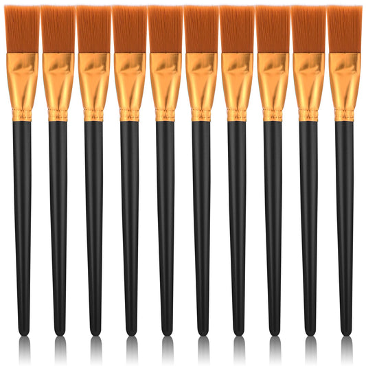10 Pcs Flat Paint Brushes for Acrylic Painting, 1 Inch Nylon Paint Brushes Artist Painting Brushes Professional Paint Brush Set for Acrylic Watercolor Oil Painting, Black