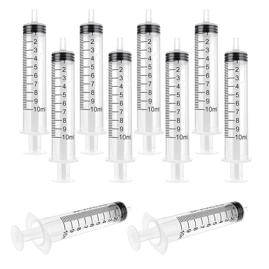10 Pack 10ml Plastic Syringe, Feeding Syringe for Pets Liquid Measuring Syringe Tools with Measurement for Scientific Labs, Measuring, Watering, Refilling, Glue Applicator (10 ML)