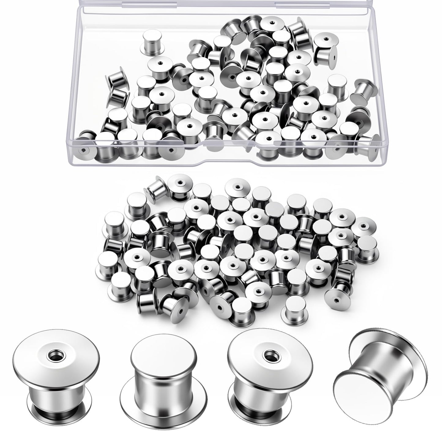 Pack of 70 Pin Clasps, Metal Pin Safety Clasp Lapel Pin
