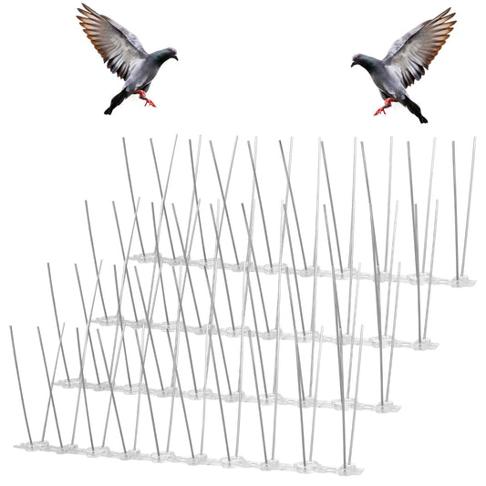 ASTER Bird Spikes for Repellent Pigeons and Small Birds, Stainless Steel Bird Deterrent Devices - Anti Climb Wall Fence Deterrent Spikes for Birds Crows and Reptile (4Pieces)