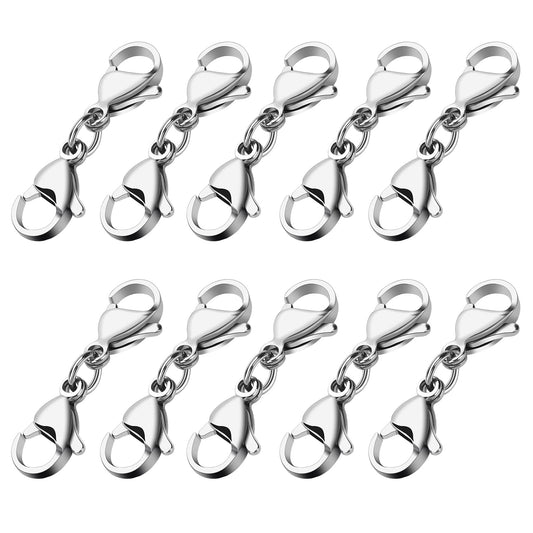 10 Pieces Locking Magnetic Jewelry Clasps Connector Double Lobster Clasps Bracelet Necklace Clasps Closures Replacement for Jewelry Bracelet Necklace Making (Sliver)