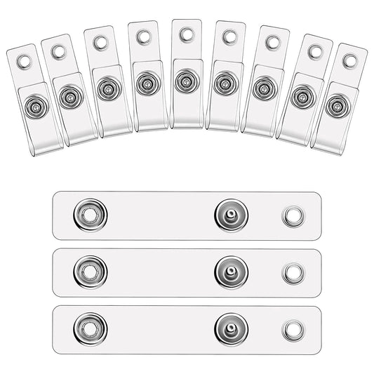 ASTER 50PCS ID Badge Holder Clips Clear Badge Holder Straps with Snap and Eyelet, Vinyl Badge Clips for Card Holder, Lanyards, Key Rings