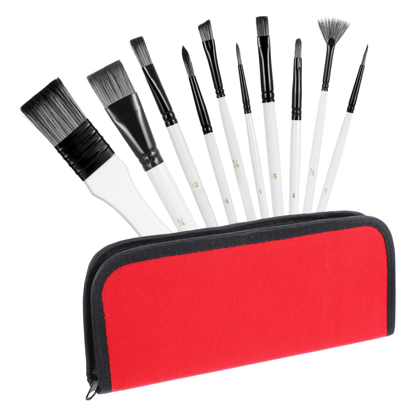 10 Pcs Paint Brushes for Acrylic Painting, Acrylic Paint Brushes with Cloth Bag Professional Painting Brush Paintbrushes Set for Artists Beginners Oil Watercolor Gouache