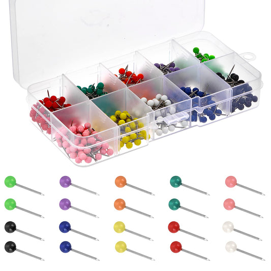 ASTER 500PCS Colorful Sewing Pins, 15mm Straight Hat Pins Corsage Pins Wedding Bouquet Pins with Box for DIY Crafts Jewelry Making Wedding Flower Decorations(10 Colour)