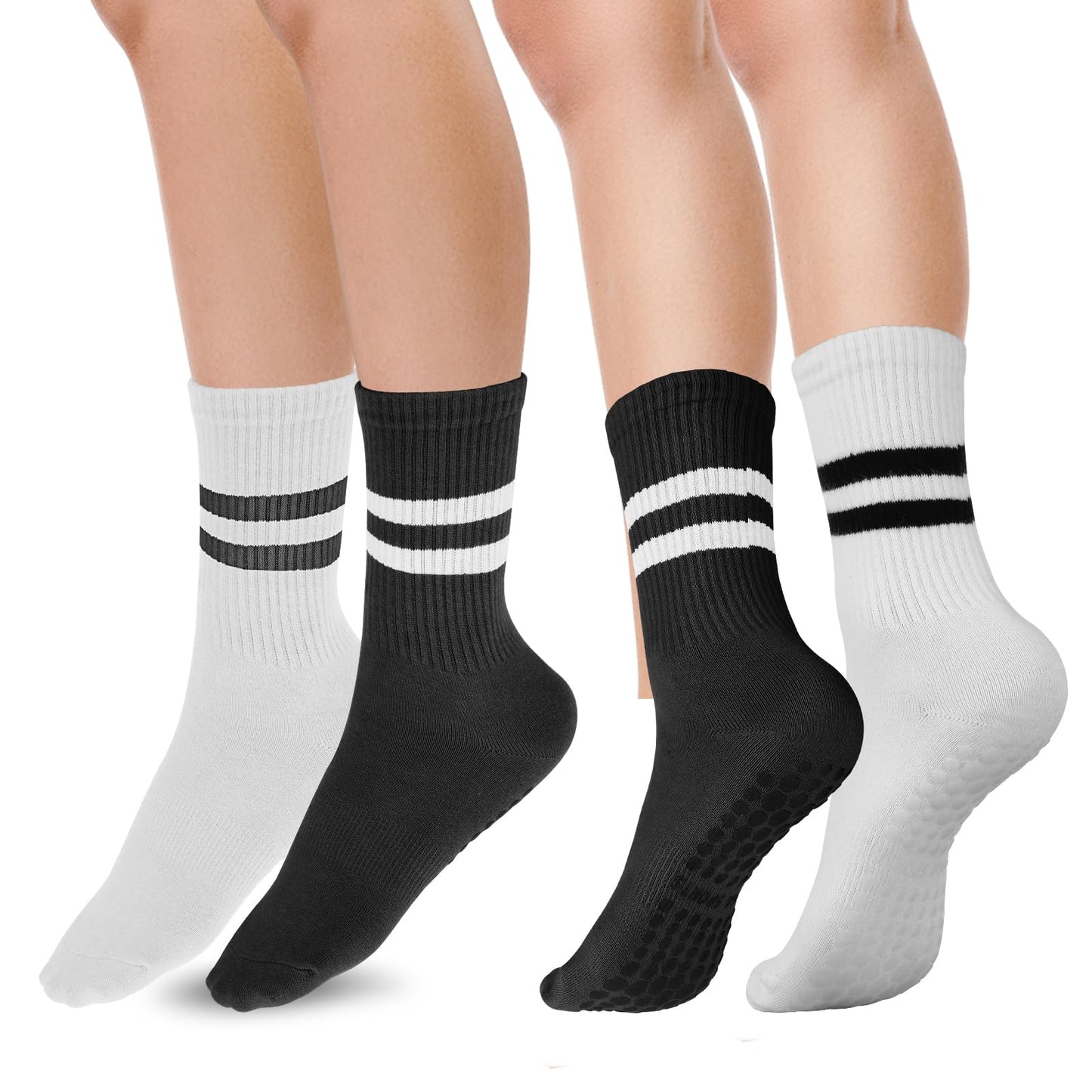 ASTER Pilates Socks Yoga Socks for Women Non Slip, Grippy Socks Ladies Barre Socks with Grips Breathable Cotton Socks for Pure Barre, Ballet, Dance, Workout, Hospital